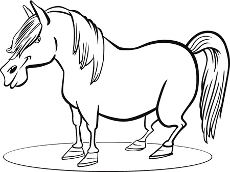 coloring page illustration of farm pony horseのイラスト素材