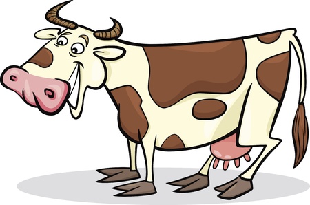 cartoon humorous illustration of funny farm cowのイラスト素材
