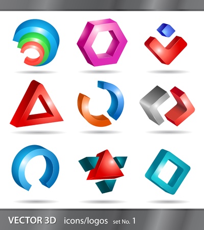 set of 3d icons or logos designs for brandingのイラスト素材