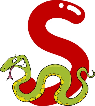 cartoon illustration of S letter for snakeのイラスト素材