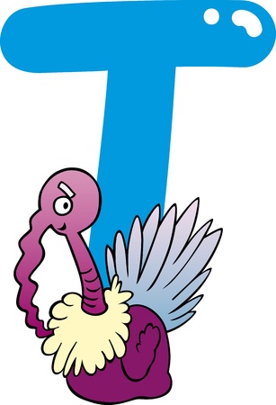 cartoon illustration of T letter for turkeyのイラスト素材