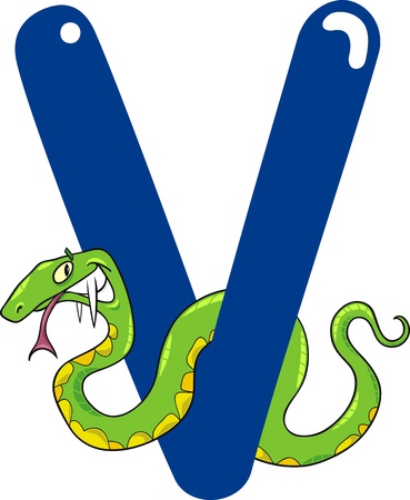 cartoon illustration of V letter for viperのイラスト素材