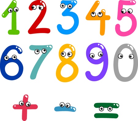 illustration of numbers from zero to nine and math symbolsのイラスト素材