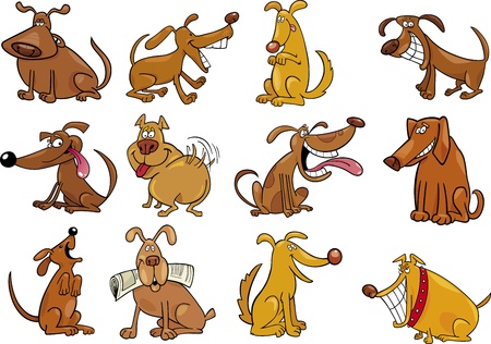 cartoon illustration of funny different dogs setのイラスト素材