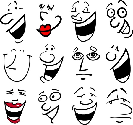 Cartoon faces and emotions for humor or comics designのイラスト素材