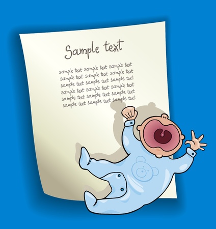 cartoon design illustration with blank page and little babyのイラスト素材