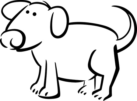 cartoon doodle illustration of dog for coloring bookのイラスト素材
