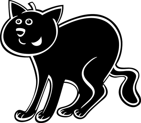 cartoon illustration of funny black cat or kittenのイラスト素材