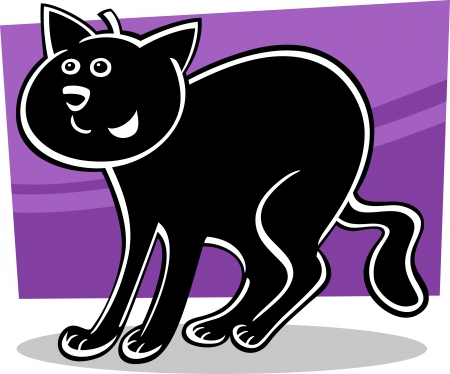 cartoon illustration of funny black cat or kittenのイラスト素材