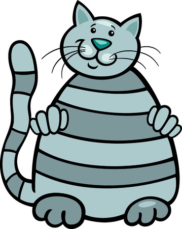 cartoon illustration of cute grey tabby catのイラスト素材