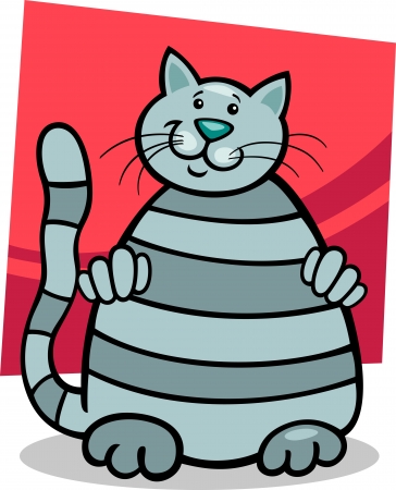cartoon illustration of cute grey tabby catのイラスト素材