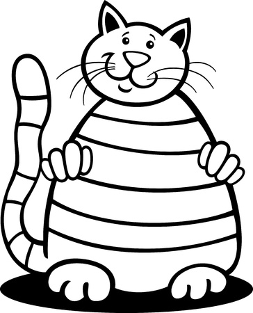 cartoon illustration of tabby cat for coloring bookのイラスト素材
