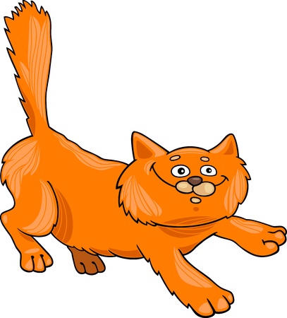 cartoon illustration of running red fluffy catのイラスト素材