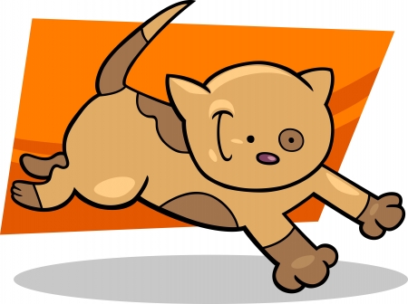 cartoon illustration of cute running spotted kittenのイラスト素材