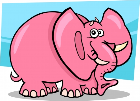 Cartoon Humorous Illustration of Cute Pink Elephant のイラスト素材