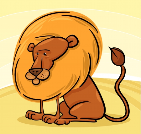 Cartoon Illustration of Cute African Lion Characterのイラスト素材