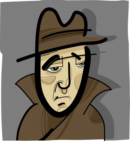 cartoon illustration of misterious man in the hatのイラスト素材