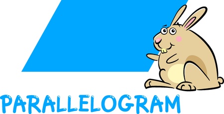 Cartoon Illustration of Parallelogram Basic Geometric Shape with Funny Bunny Character for Children Educationのイラスト素材