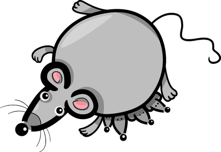 Cartoon Illustration of Cute Gray Mouse Mother with Little Babiesのイラスト素材