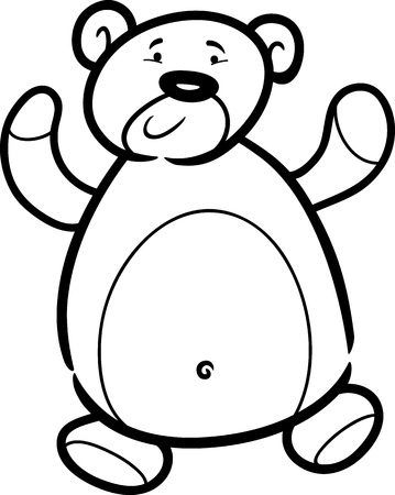Cartoon Illustration of Cute Teddy Bear Toy for Coloring Bookのイラスト素材