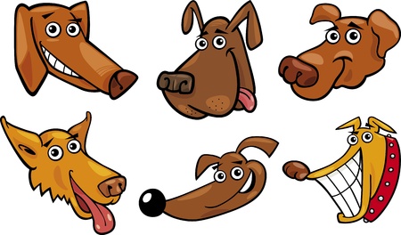 Cartoon Illustration of Different Funny Dogs Heads Setのイラスト素材