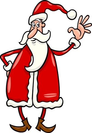 Cartoon Illustration of Cheerful Christmas Santa Clausのイラスト素材
