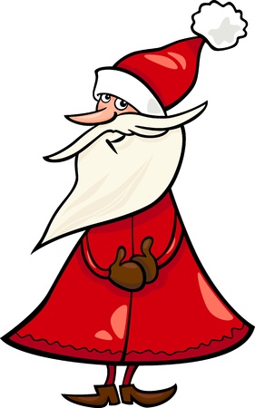 Cartoon Illustration of Cheerful Christmas Santa Claus or Papa Noelのイラスト素材