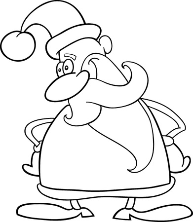 Cartoon Illustration of Santa Claus or Father Christmas or Papa Noel for Coloring Book or Pageのイラスト素材
