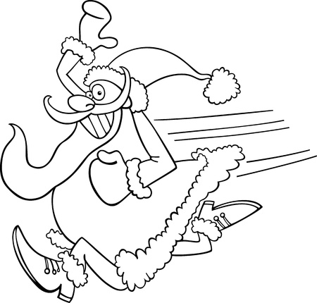 Cartoon Illustration of Santa Claus or Father Christmas or Papa Noel for Coloring Book or Pageのイラスト素材