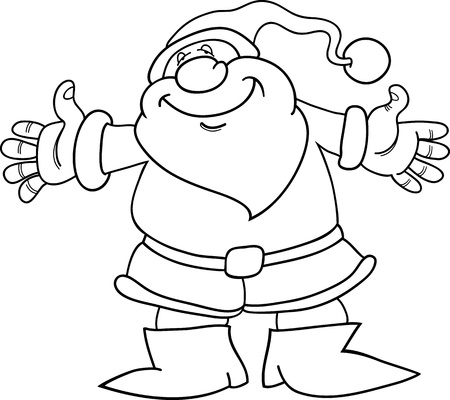 Cartoon Illustration of Santa Claus or Father Christmas or Papa Noel for Coloring Book or Pageのイラスト素材