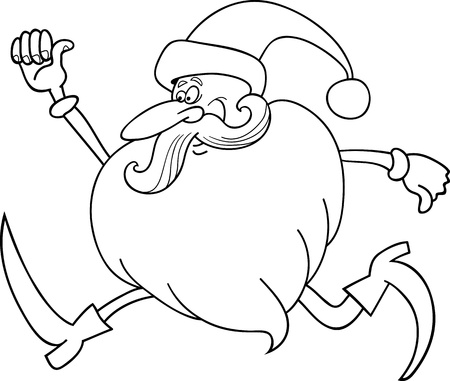 Cartoon Illustration of Santa Claus or Father Christmas or Papa Noel for Coloring Book or Pageのイラスト素材
