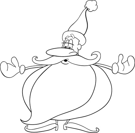 Cartoon Illustration of Santa Claus or Father Christmas or Papa Noel for Coloring Book or Pageのイラスト素材
