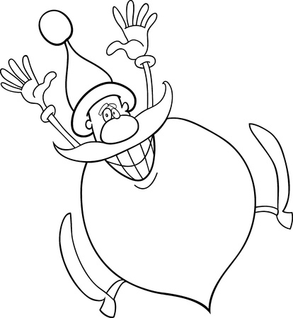 Cartoon Illustration of Santa Claus or Father Christmas or Papa Noel for Coloring Book or Pageのイラスト素材