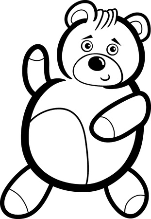 Illustration of Cute Teddy Bear Cartoon Character for Coloring Book or Pageのイラスト素材