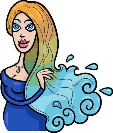 Illustration of Beautiful Woman Cartoon Character or Aquarius Horoscope Zodiac Signのイラスト素材