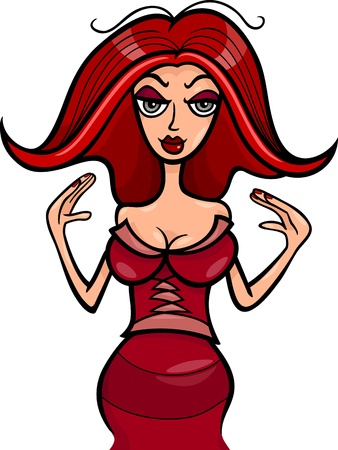 Illustration of Beautiful Woman Cartoon Character or Cancer Horoscope Zodiac Signのイラスト素材