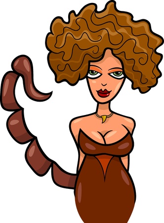 Illustration of Beautiful Woman Cartoon Character with Scorpion Tail or Scorpio Horoscope Zodiac Signのイラスト素材
