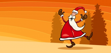 Greeting Card Cartoon Illustration of Happy Santa Claus or Papa Noelのイラスト素材