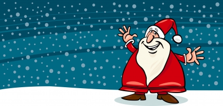 Greeting Card Cartoon Illustration of Happy Santa Claus or Papa Noelのイラスト素材