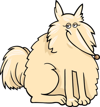 Cartoon Illustration of Funny Purebred Eskimo Dog or Spitzのイラスト素材