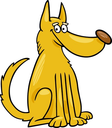 Cartoon Illustration of Funny Yellow Mongrel Dog のイラスト素材