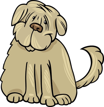 Cartoon Illustration of Funny Purebred Tibetan Terrier Dog or Labrador Doodle or Briardのイラスト素材