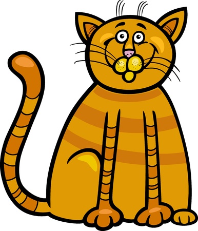 Cartoon Illustration of Happy Red Tabby Catのイラスト素材