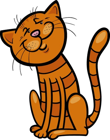 Cartoon Illustration of Happy Red Tabby Catのイラスト素材