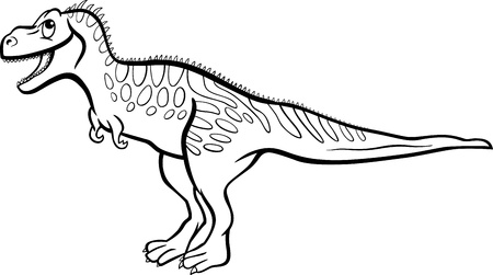 Cartoon Illustration of Tarbosaurus Dinosaur Prehistoric Reptile Species for Coloring Book or Pageのイラスト素材
