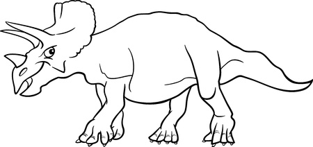 Cartoon Illustration of Triceratops Dinosaur Prehistoric Reptile Species for Coloring Book or Pageのイラスト素材