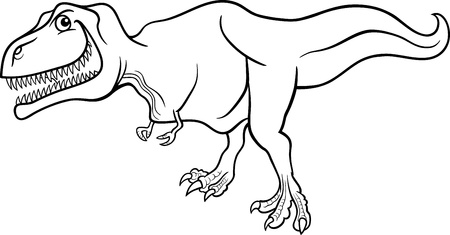 Cartoon Illustration of Tyrannosaurus Dinosaur Prehistoric Reptile Species for Coloring Book or Pageのイラスト素材