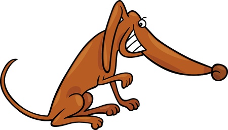 Cartoon Illustration of Funny Smiling Mongrel Dogのイラスト素材