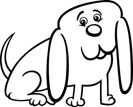 Cartoon Illustration of Funny Little Dog with Huge Ears for Coloring Bookのイラスト素材