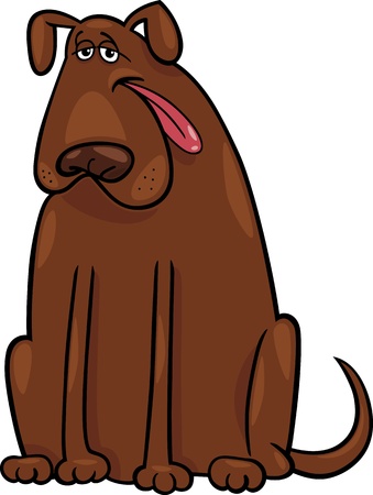 Cartoon Illustration of Funny Big Brown Dogのイラスト素材